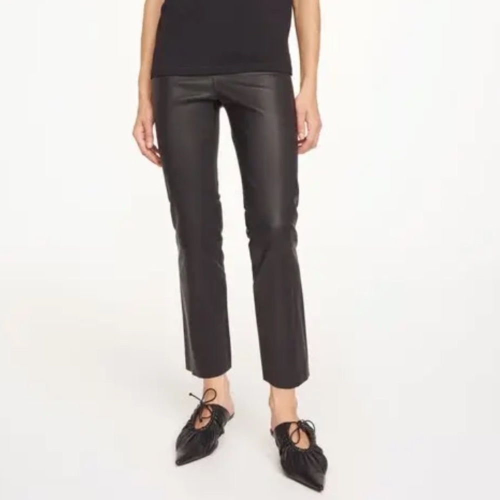 Malene Birger Florentina Black Leather Pullon Pant Size 42